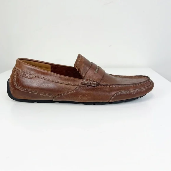 Clarks Ashmont Way Brown Cognac Leather Driving Loafer 9.5 M - Picture 6 of 11